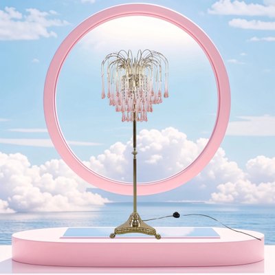 Pink Murano Teardrop Floor Lamp, 1970s-QUV-2041030