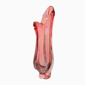 Pink René Delvenne Vase from Val Saint Lambert, 1960-NUC-1746179