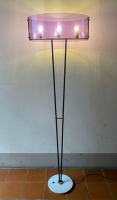 Pink Resin Floor Lamp with White Marble Base, Italy, 1960s-TKR-1703372