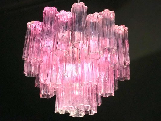 Pink Tronchi Murano Glass Chandelier by Toni Zuccheri for Venini, 1970s-MBH-1032365