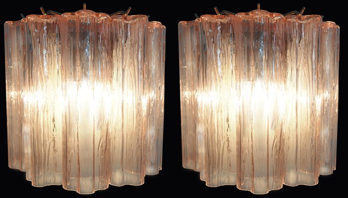 Pink Tronchi Sconces in Murano, 1990, Set of 2-OVO-1743423