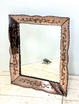 Pink Venetian Mirror, Italy, 1960s-WZZ-1365256