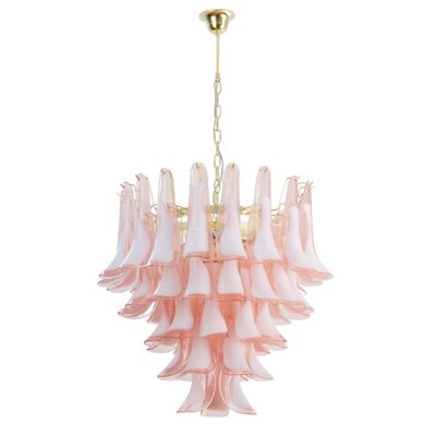 Pink & White Color Murano Glass Petal Chandelier, Italy, 1990s-MPO-1761788