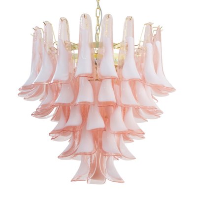 Pink & White Color Murano Glass Petal Chandelier, Italy, 1990s-MPO-1761788