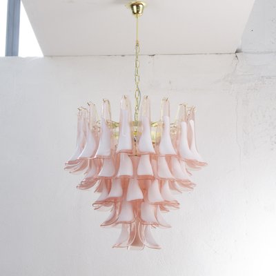 Pink & White Color Murano Glass Petal Chandelier, Italy, 1990s-MPO-1761788