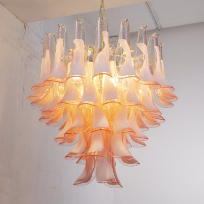 Pink & White Color Murano Glass Petal Chandelier, Italy, 1990s-MPO-1761788