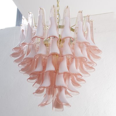 Pink & White Color Murano Glass Petal Chandelier, Italy, 1990s-MPO-1761788