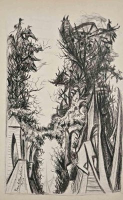 Pino della Selva, Trees, Original Charcoal Drawing, Early 20th Century-ZCI-1383693