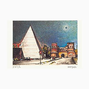 Piramide Cestia - Rome - Original Etching by Giuseppe Megna - 1972 1972-ZCI-761332