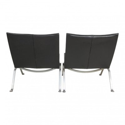 PK-22 Chairs in Black Leather by Poul Kjærholm for Fritz Hansen, 1990s, Set of 2-MTD-1400655