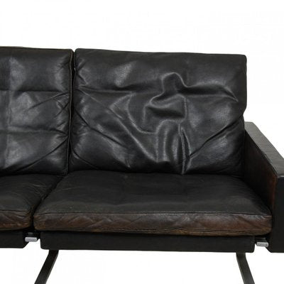 PK-31/3 Sofa in Patinated Black Leather by Poul Kjærholm for Kold Christensen, 1970s-MTD-1454453