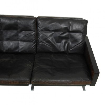 PK-31/3 Sofa in Patinated Black Leather by Poul Kjærholm for Kold Christensen, 1970s-MTD-1454453