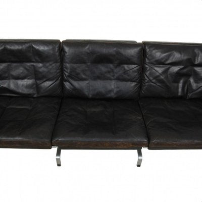 PK-31/3 Sofa in Patinated Black Leather by Poul Kjærholm for Kold Christensen, 1970s-MTD-1454453