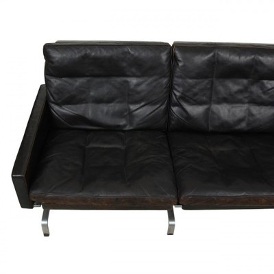 PK-31/3 Sofa in Patinated Black Leather by Poul Kjærholm for Kold Christensen, 1970s-MTD-1454453