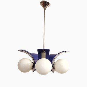 Plastic and Glass Ceiling Lamp, Spain, 1970s-RGF-1368558