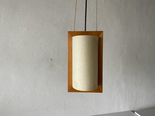 Plastic Paper and Wood Frame Pendant Lamp from Domus, 1980s, Italy-RDS-1146555