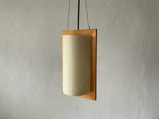 Plastic Paper and Wood Frame Pendant Lamp from Domus, 1980s, Italy-RDS-1146555