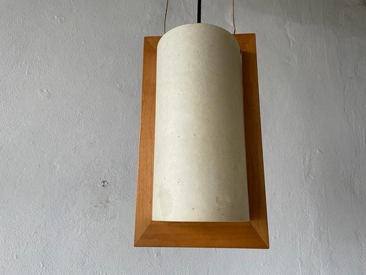 Plastic Paper and Wood Frame Pendant Lamp from Domus, 1980s, Italy-RDS-1146555