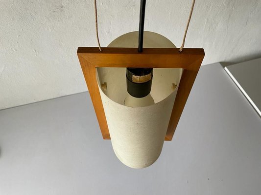 Plastic Paper and Wood Frame Pendant Lamp from Domus, 1980s, Italy-RDS-1146555