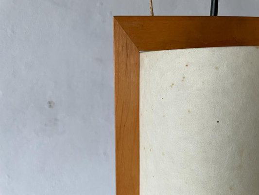 Plastic Paper and Wood Frame Pendant Lamp from Domus, 1980s, Italy-RDS-1146555