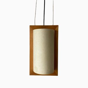 Plastic Paper and Wood Frame Pendant Lamp from Domus, 1980s, Italy-RDS-1146555