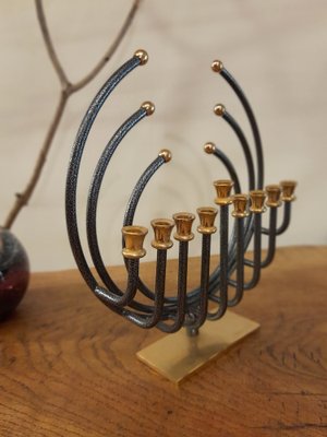 Plated Gold and Silver Plated by Karshi for Menarah Hanukia, Israel, 1970s-ZJN-1805354