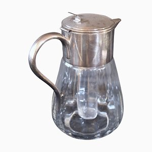 Plated Silver Glass Carafe with Ice Cube Insert-CXC-1229023