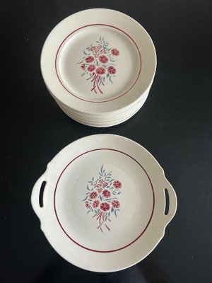 Plates and Badonviller Earthenware Dish, 1950s, Set of 14-AVC-2043417