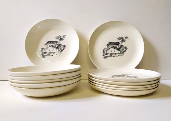 Plates by Guido Andlovitz for S.C.I. Laveno, 1940s, Set of 12-EI-594359