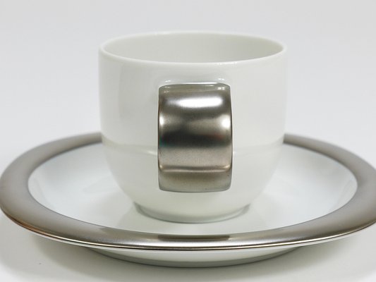 Platinum Espresso Coffee Cups attributed to Timo Sarpaneva for Rosenthal, Finland, 1980s, Set of 12-MWV-2027502