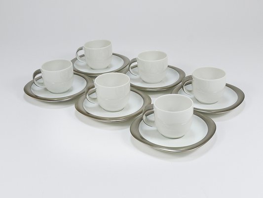 Platinum Espresso Coffee Cups attributed to Timo Sarpaneva for Rosenthal, Finland, 1980s, Set of 12-MWV-2027502