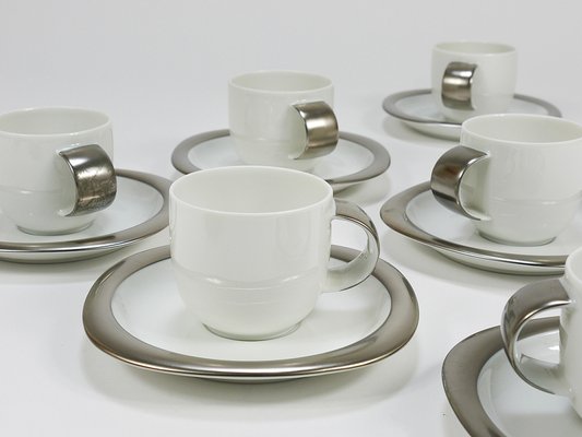 Platinum Espresso Coffee Cups attributed to Timo Sarpaneva for Rosenthal, Finland, 1980s, Set of 12-MWV-2027502