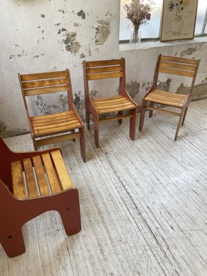 Plywood Chairs, 1980s, Set of 4-LCU-1406570