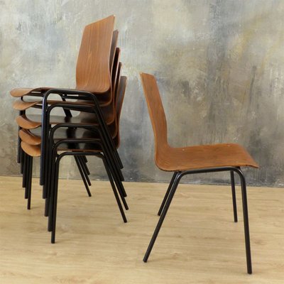 Plywood Dining Chairs from Rilsan, 1950s, Set of 6-WK-838549