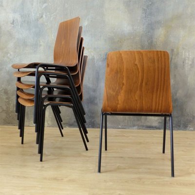 Plywood Dining Chairs from Rilsan, 1950s, Set of 6-WK-838549