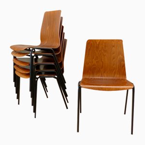 Plywood Dining Chairs from Rilsan, 1950s, Set of 6-WK-838549