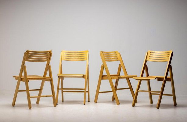 Plywood Folding Chairs, 1980s, Set of 4-WN-1362529