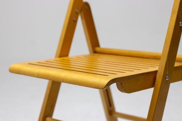 Plywood Folding Chairs, 1980s, Set of 4-WN-1362529