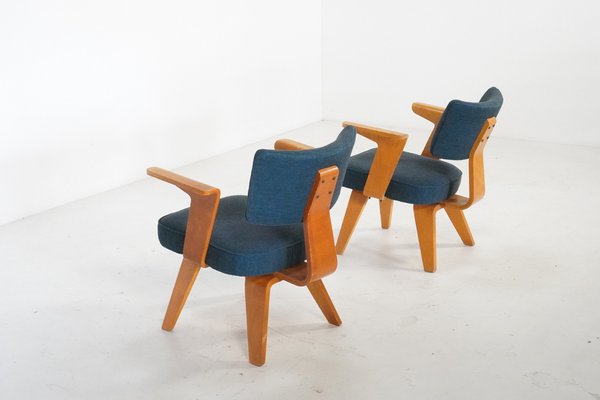 Plywood HF506 Easy Chairs by Cor Alons for Gouda Den Boer, the Netherlands, 1950s, Set of 2-TEA-1750160