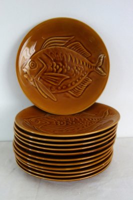 Poisson Plates by Robert Picault for Longchamp, 1970s, Set of 12-XTZ-1775449