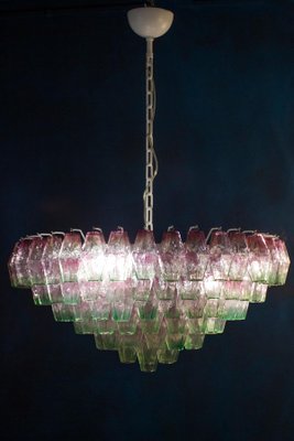 Poliedri Pink and Green Murano Glass Chandelier, 1970-MBH-1032350