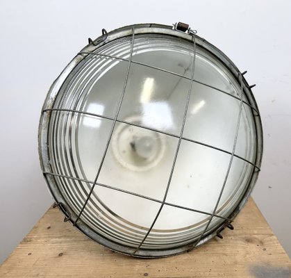 Polish Industrial Factory Pendant Lamp with Glass Cover from Mesko, 1970s-CGF-1408503