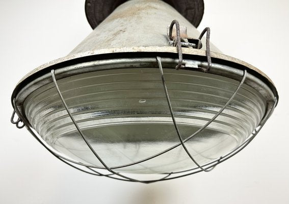 Polish Industrial Factory Pendant Lamp with Glass Cover from Mesko, 1970s-CGF-1408503