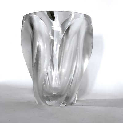 Polished and Frosted Crystal Glass Ingrid Vase from Lalique, 1960s-OT-1057268