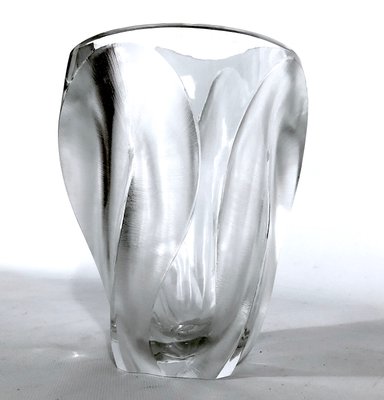 Polished and Frosted Crystal Glass Ingrid Vase from Lalique, 1960s-OT-1057268