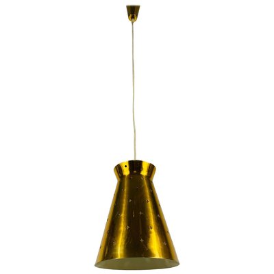 Polished Brass Pendant Lamp In the Style of Paavo Tynell, 1950s-PUK-829088