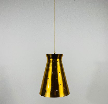 Polished Brass Pendant Lamp In the Style of Paavo Tynell, 1950s-PUK-829088