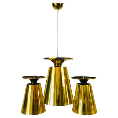 Polished Brass Pendant Lamps Attributed to Paavo Tynell, 1950s, Set of 3-PUK-688008