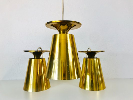 Polished Brass Pendant Lamps Attributed to Paavo Tynell, 1950s, Set of 3-PUK-688008