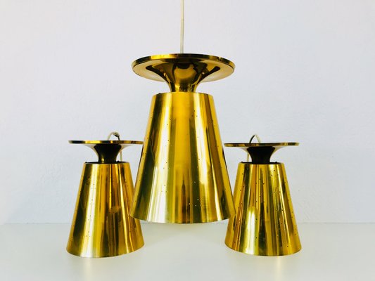 Polished Brass Pendant Lamps Attributed to Paavo Tynell, 1950s, Set of 3-PUK-688008